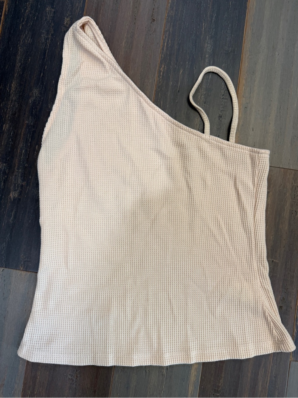Promesa Cream Waffle Knit One Shoulder Asymmetrical Tank Top Size L